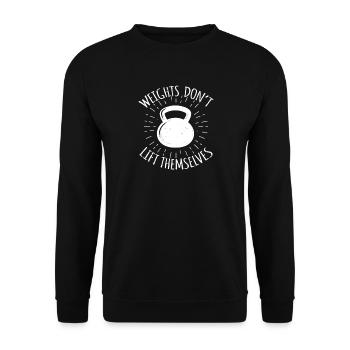 Gewichte heben sich nicht von selbst - Unisex Pullover - Schwarz - Vorne - Alina (178cm) & Michal (187cm)