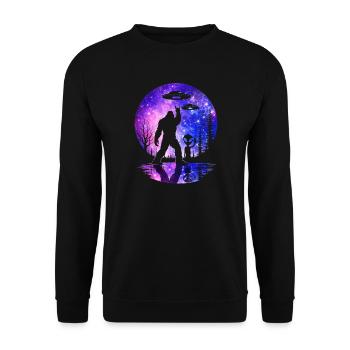 Bigfoot Alien Rock sur la Lune Shield Sasquatch Yeti - Sweat-shirt Unisexe - noir - Devant - Alina (178cm) & Michal (187cm)