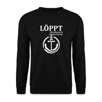 LÖPPT Norddeutscher Humor Spruch lustig - Unisex Pullover - Schwarz - Vorne - Alina (178cm) & Michal (187cm)