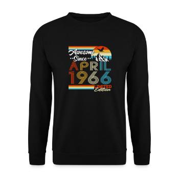 Cadeau d’anniversaire Vintage Born d’avril 1966 - Sweat-shirt Unisexe - noir - Devant - Alina (178cm) & Michal (187cm)