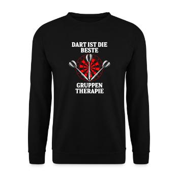 Dart ist die beste Gruppentherapie - Unisex Pullover - Schwarz - Vorne - Alina (178cm) & Michal (187cm)