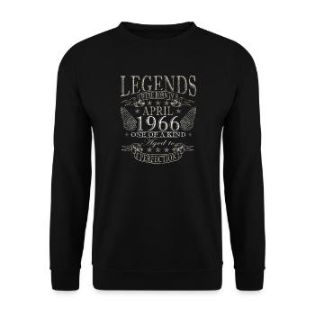 60. Geburtstag Geschenk Mann Oldtimer April 1966 - Unisex Pullover - Schwarz - Vorne - Alina (178cm) & Michal (187cm)