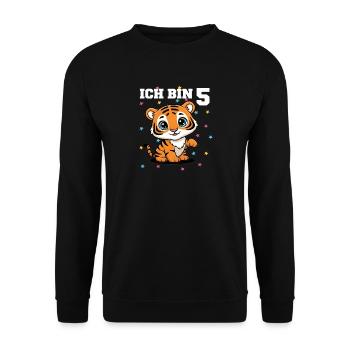 Ich bin 5 - Süßes Tiger zum 5. Geburtstag - Unisex Pullover - Schwarz - Vorne - Alina (178cm) & Michal (187cm)