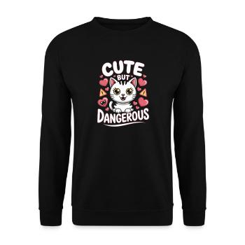 Süß Aber Gefährlich Cute Kawaii Aesthetic Katze - Unisex Sweatshirt - black - Front - Alina (178cm) & Michal (187cm)