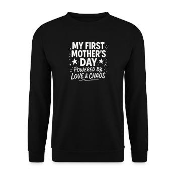 First Mother's Day Humor Mom Gift Idea Family - Unisex Sweatshirt - black - Front - Alina (178cm) & Michal (187cm)