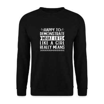 Powerlifting Bodybuilder Demonstrate What Lifts - Unisex Sweatshirt - black - Front - Alina (178cm) & Michal (187cm)