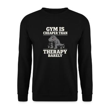 Emo Dinosaur Funny Gym Sad Workout Lifting - Unisex Sweatshirt - black - Front - Alina (178cm) & Michal (187cm)