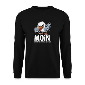  Moin Bitte Nicht Anfassen Ich Beisse Lustige Möwe - Unisex Pullover - Schwarz - Vorne - Alina (178cm) & Michal (187cm)