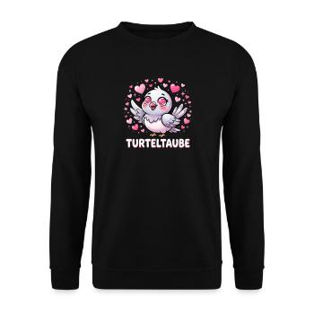 Turteltaube Niedliche Verliebte Taube - Unisex Pullover - Schwarz - Vorne - Alina (178cm) & Michal (187cm)