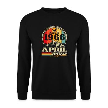 Vintage avril 1966 Vintage Rétro Anniversaire - Sweat-shirt Unisexe - noir - Devant - Alina (178cm) & Michal (187cm)