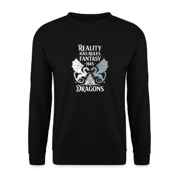 Fiktion Fantasy Drache Roman Bücherwurm Lustig - Unisex Pullover - Schwarz - Vorne - Alina (178cm) & Michal (187cm)