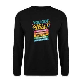 You grab the motivational banner - Unisex Sweatshirt - black - Front - Alina (178cm) & Michal (187cm)