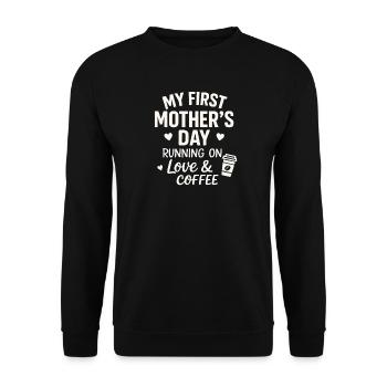 First Mother's Day Humor Mom Gift Idea Family - Unisex Sweatshirt - black - Front - Alina (178cm) & Michal (187cm)