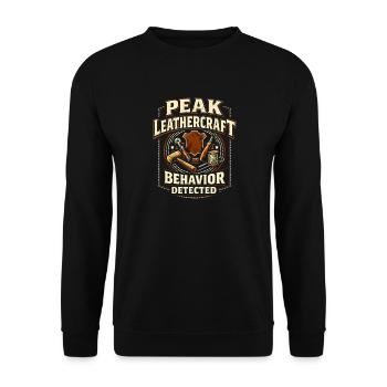 Maximaler Lederhandwerk-Modus | Leder Humor - Unisex Pullover - Schwarz - Vorne - Alina (178cm) & Michal (187cm)