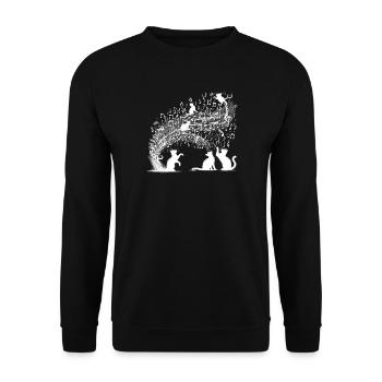 Whimsical Cat Choir on Music Staff Cats Lover Fun - Unisex Sweatshirt - black - Front - Alina (178cm) & Michal (187cm)