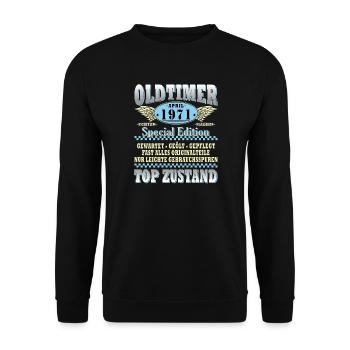 Oldtimer April 1971 Special Edition - Unisex Pullover - Schwarz - Vorne - Alina (178cm) & Michal (187cm)