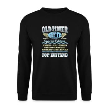 Oldtimer April 1991 Spezialedition - Unisex Pullover - Schwarz - Vorne - Alina (178cm) & Michal (187cm)