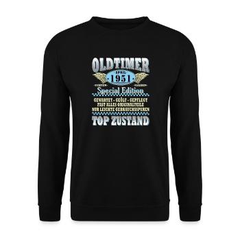Oldtimer April 1951 Spezialedition - Unisex Pullover - Schwarz - Vorne - Alina (178cm) & Michal (187cm)