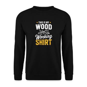 This Woodworking Shirt - Unisex Pullover - Schwarz - Vorne - Alina (178cm) & Michal (187cm)