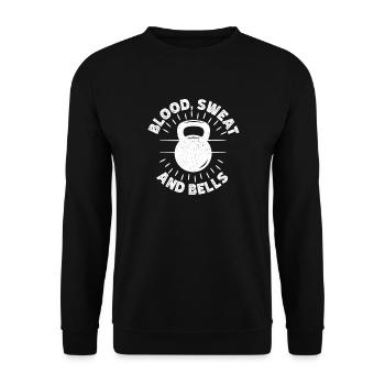 Powerlifting Bodybuilder Blood Sweat & Bells Gym - Unisex Sweatshirt - black - Front - Alina (178cm) & Michal (187cm)