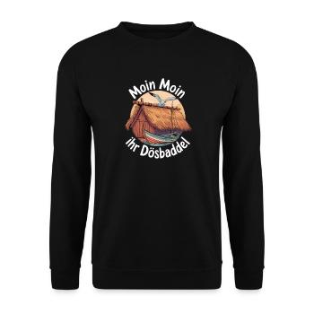  Moin Moin Ihr Dösbaddel Norddeutsch Humor Küste - Unisex Pullover - Schwarz - Vorne - Alina (178cm) & Michal (187cm)