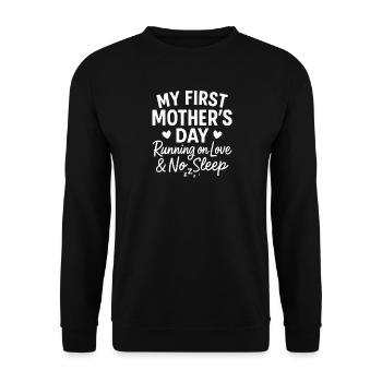 Erster Muttertag Humor Mama Geschenkidee Familie - Unisex Pullover - Schwarz - Vorne - Alina (178cm) & Michal (187cm)