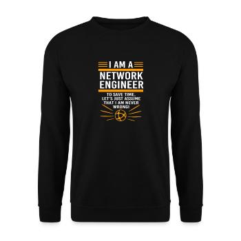 Netzwerk Informatiker Programmierer Admin - Unisex Pullover - Schwarz - Vorne - Alina (178cm) & Michal (187cm)