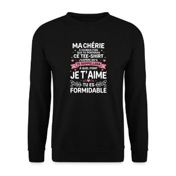 Message d'amour sur Tee shirt - Sweat-shirt Unisexe - noir - Devant - Alina (178cm) & Michal (187cm)