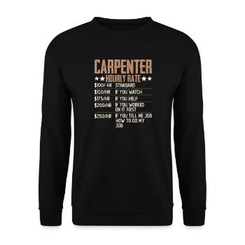 Humour horaire de menuisier - Sweat-shirt Unisexe - noir - Devant - Alina (178cm) & Michal (187cm)