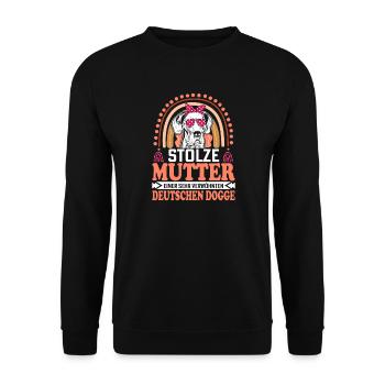 Stolze Hundemama Deutsche Dogge - Unisex Pullover - Schwarz - Vorne - Alina (178cm) & Michal (187cm)