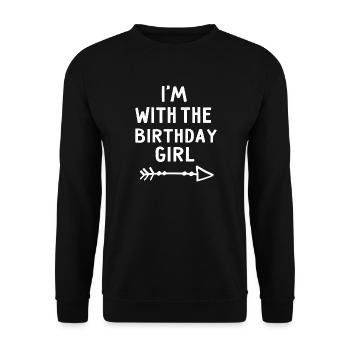 Ich bin bei The Birthday Girl Arrow - Unisex Pullover - Schwarz - Vorne - Alina (178cm) & Michal (187cm)