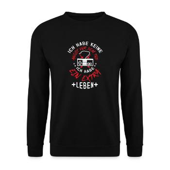 Keine Angst vor Tod – Leben Extrem / Gamer Spruch - Unisex Pullover - Schwarz - Vorne - Alina (178cm) & Michal (187cm)