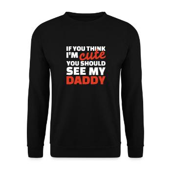 Daddy Cute Bold Typography T-Shirt - Unisex Pullover - Schwarz - Vorne - Alina (178cm) & Michal (187cm)