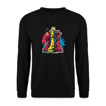 Schach Graffiti Figuren Design für Männer Geschenk - Unisex Pullover - Schwarz - Vorne - Alina (178cm) & Michal (187cm)