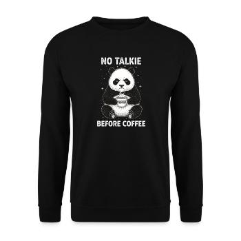 Kein Gespräch Vor Kaffee Liebhaber Panda - Unisex Pullover - Schwarz - Vorne - Alina (178cm) & Michal (187cm)
