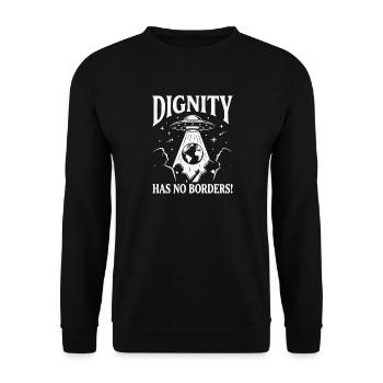 Human Rights Retro Dignity Has No Border Statement - Unisex Sweatshirt - black - Front - Alina (178cm) & Michal (187cm)