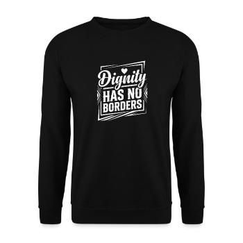 Human Rights Retro Dignity Has No Border Statement - Unisex Sweatshirt - black - Front - Alina (178cm) & Michal (187cm)