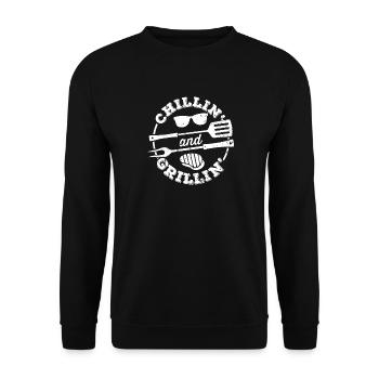Icône barbecue grillé et piment - Sweat-shirt Unisexe - noir - Devant - Alina (178cm) & Michal (187cm)