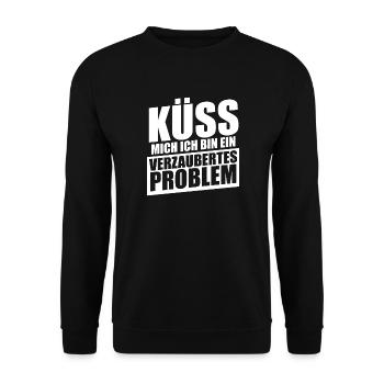 Küss mich ich bin ein verzaubertes Problem - Unisex Pullover - Schwarz - Vorne - Alina (178cm) & Michal (187cm)