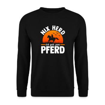 Reiten Pferdeliebhaber Reiterhof Pferde - Unisex Pullover - Schwarz - Vorne - Alina (178cm) & Michal (187cm)