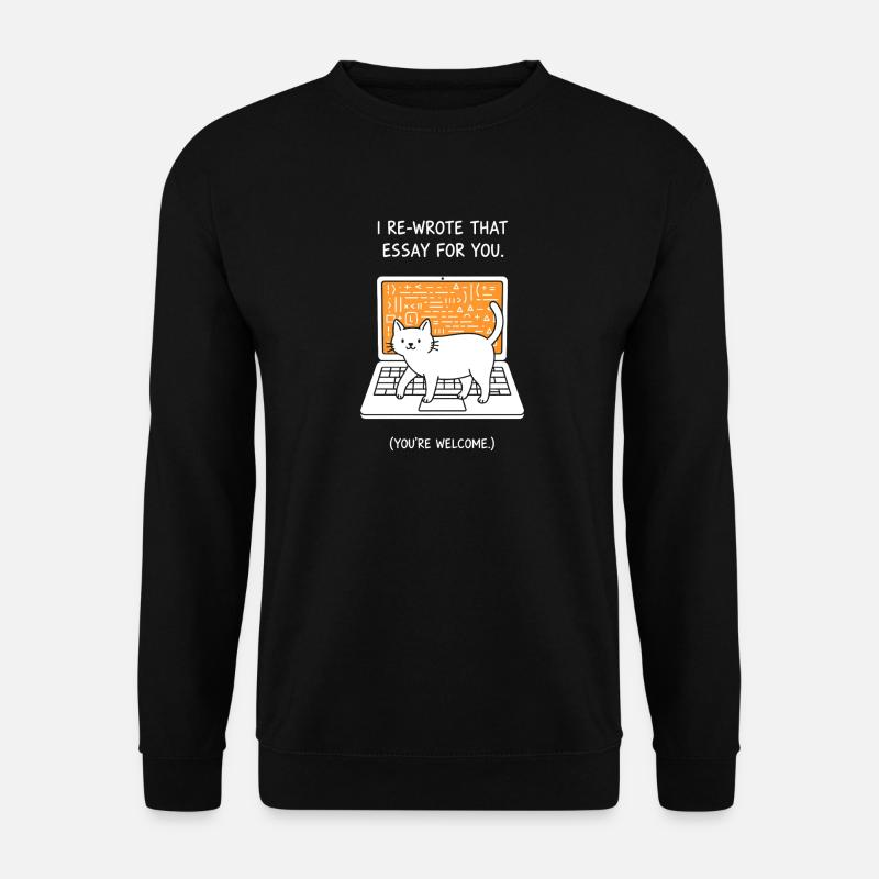 Katzenschreiber am Laptop - Unisex Pullover - Schwarz