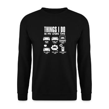 What I do in my free time: Funny Automec - Unisex Sweatshirt - black - Front - Alina (178cm) & Michal (187cm)