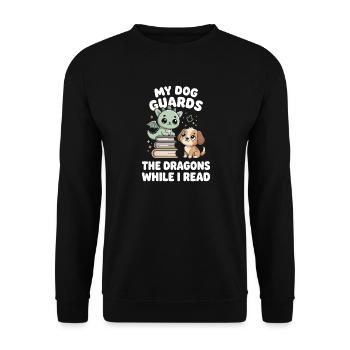 Funny DogsFantasy Novel Fairy Tale Reader Dragon - Unisex Sweatshirt - black - Front - Alina (178cm) & Michal (187cm)
