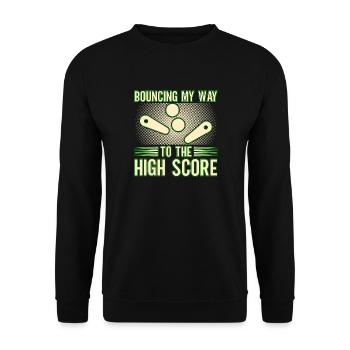 Bouncing My Way To The High Score Pinball Machine - Unisex Sweatshirt - black - Front - Alina (178cm) & Michal (187cm)