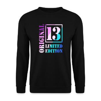 13e anniversaire Garçon Fille Adolescent Niveau 13 - Sweat-shirt Unisexe - noir - Devant - Alina (178cm) & Michal (187cm)