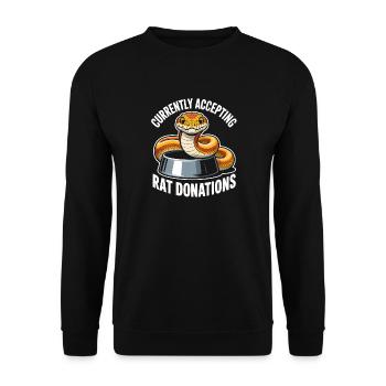 Dons de rats recherchés | Humour du Python Roi - Sweat-shirt Unisexe - noir - Devant - Alina (178cm) & Michal (187cm)
