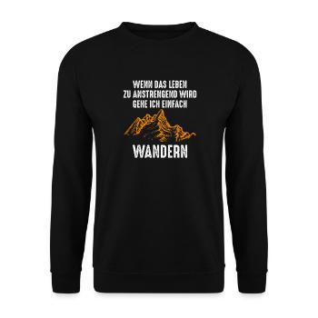 Wandern Spruch Bergmotiv - Unisex Pullover - Schwarz - Vorne - Alina (178cm) & Michal (187cm)