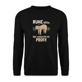 Faultier Schnarchen Shirt Lustig Schlafen Humor - Unisex Pullover - Schwarz - Vorne - Alina (178cm) & Michal (187cm)