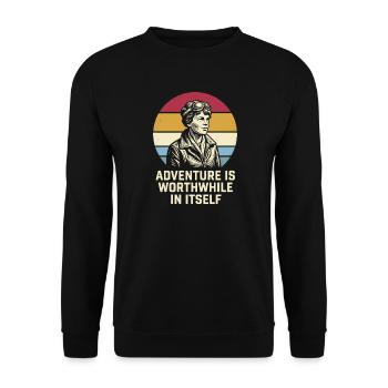 Amelia Earhart The adventure is worthwhile - Unisex Sweatshirt - black - Front - Alina (178cm) & Michal (187cm)