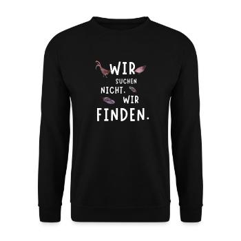 Wir suchen nicht, wir finden – Hahn & Henne - Unisex Pullover - Schwarz - Vorne - Alina (178cm) & Michal (187cm)